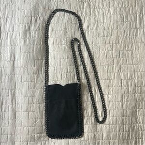 Black Leather Chain Strap Cross Body Mini Bag